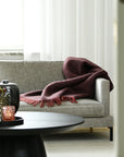 Decke Mohair Melange bordeaux/aubergine