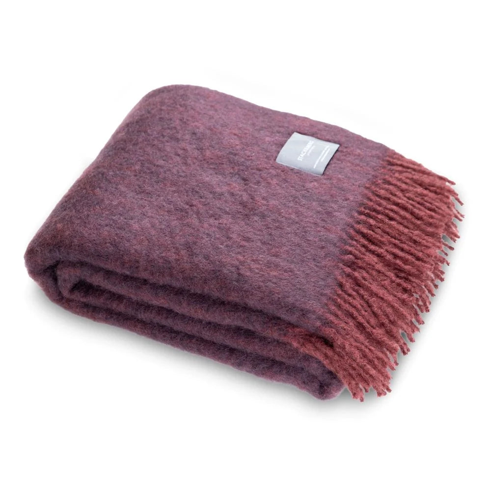 Decke Mohair Melange bordeaux/aubergine