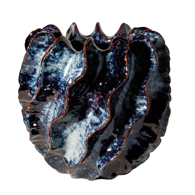 Vase mit Wellen , Unterwasser Blau