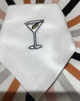 Serviette bestickt Martini Glas