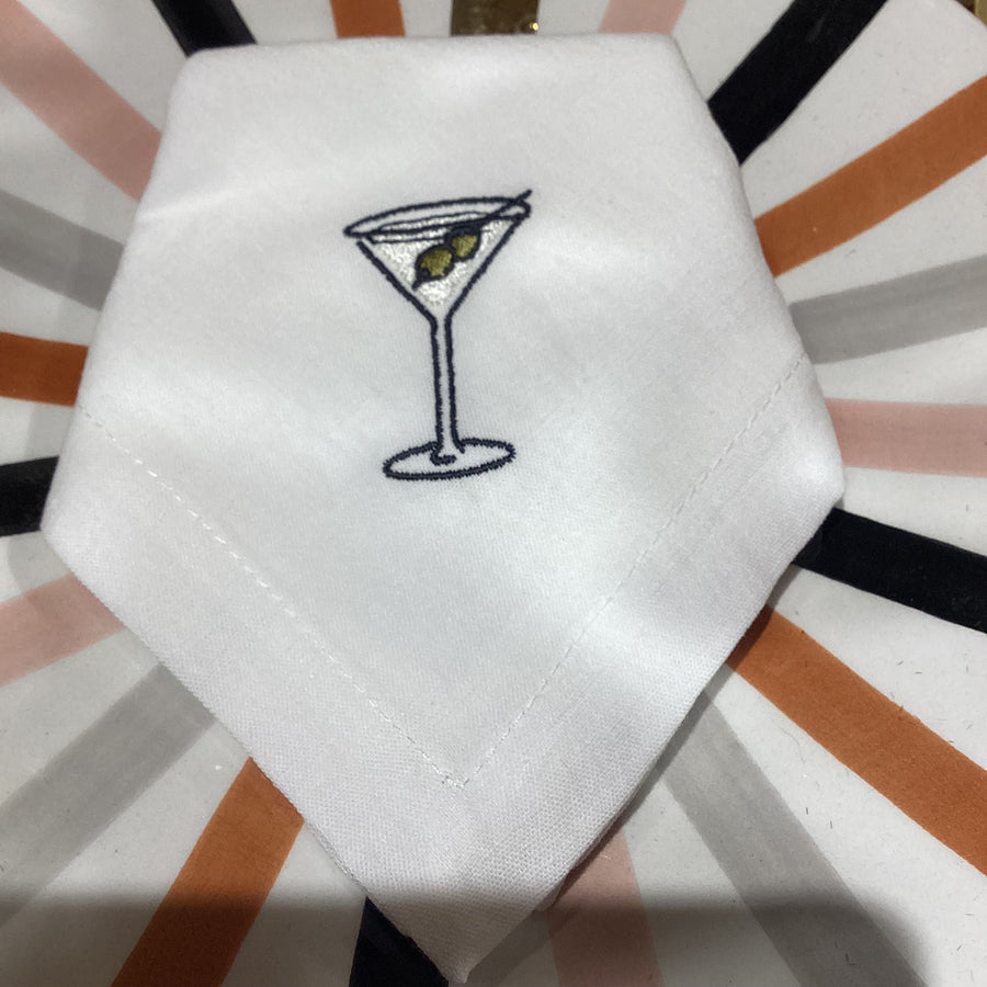 Serviette bestickt Martini Glas