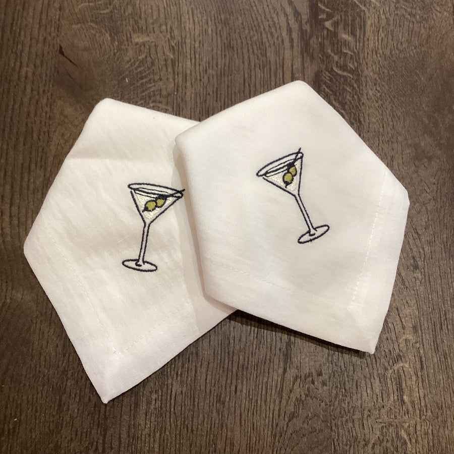 Serviette bestickt Martini Glas