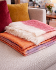 Decke gestreift mit weißen Fransen, multicolor Orange
