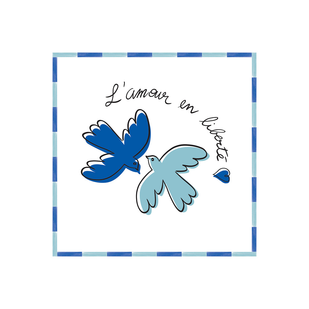 Servietten Papier quadratisch Liebe Vogel blau