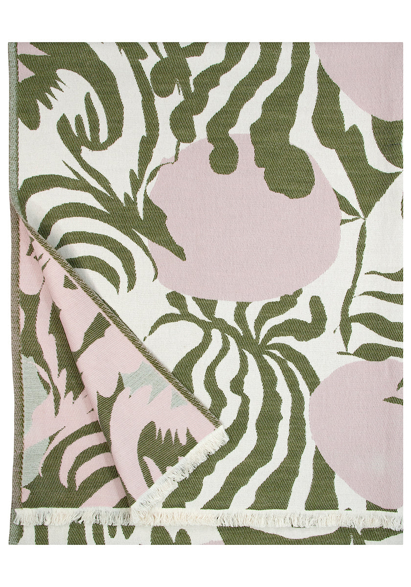 Decke Jacqaurd 135x180cm  rosa/grün