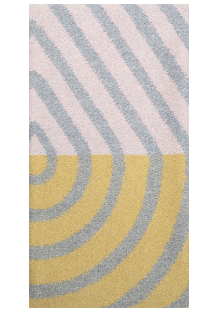 Decke Jacquard Linien , 130x200cm rosa/ grau / gelb