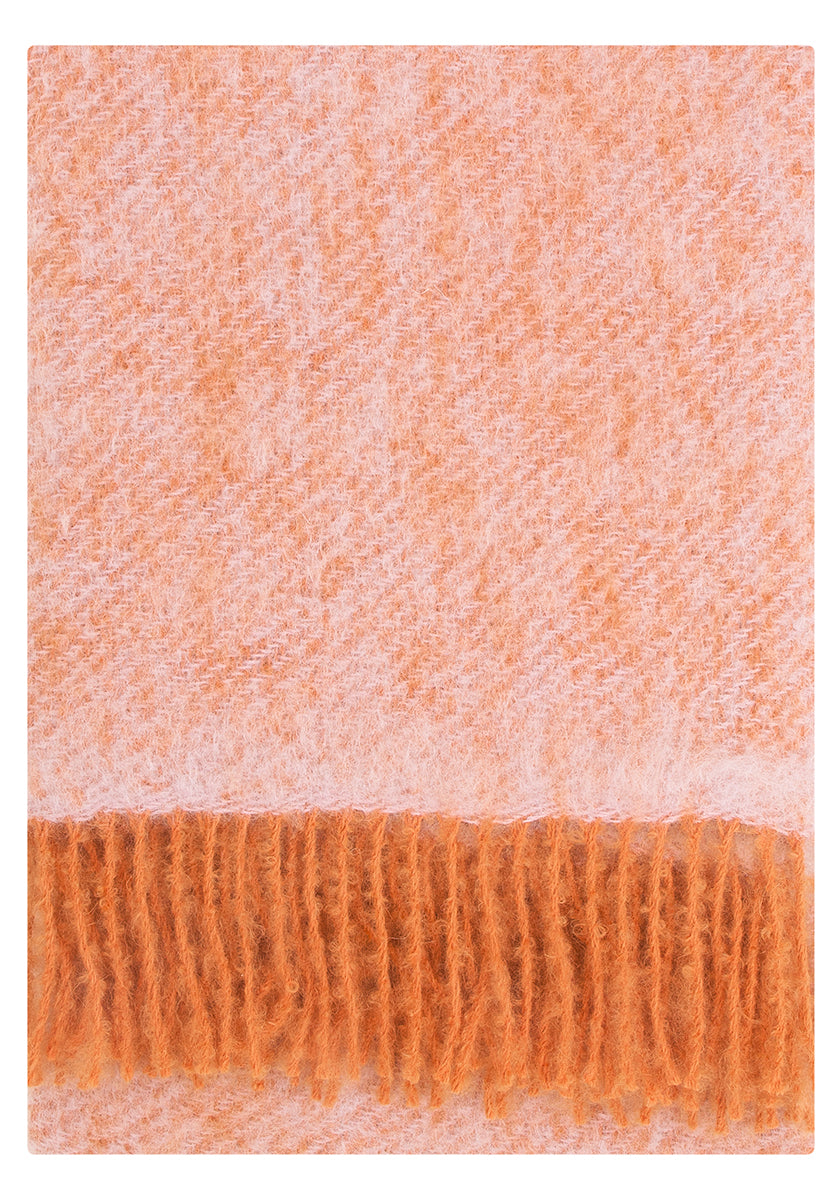 Decke zweifarbig Mohair mit Fransen, 130x170cm