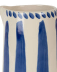 Karaffe blau weiß mit Raffiahenkel