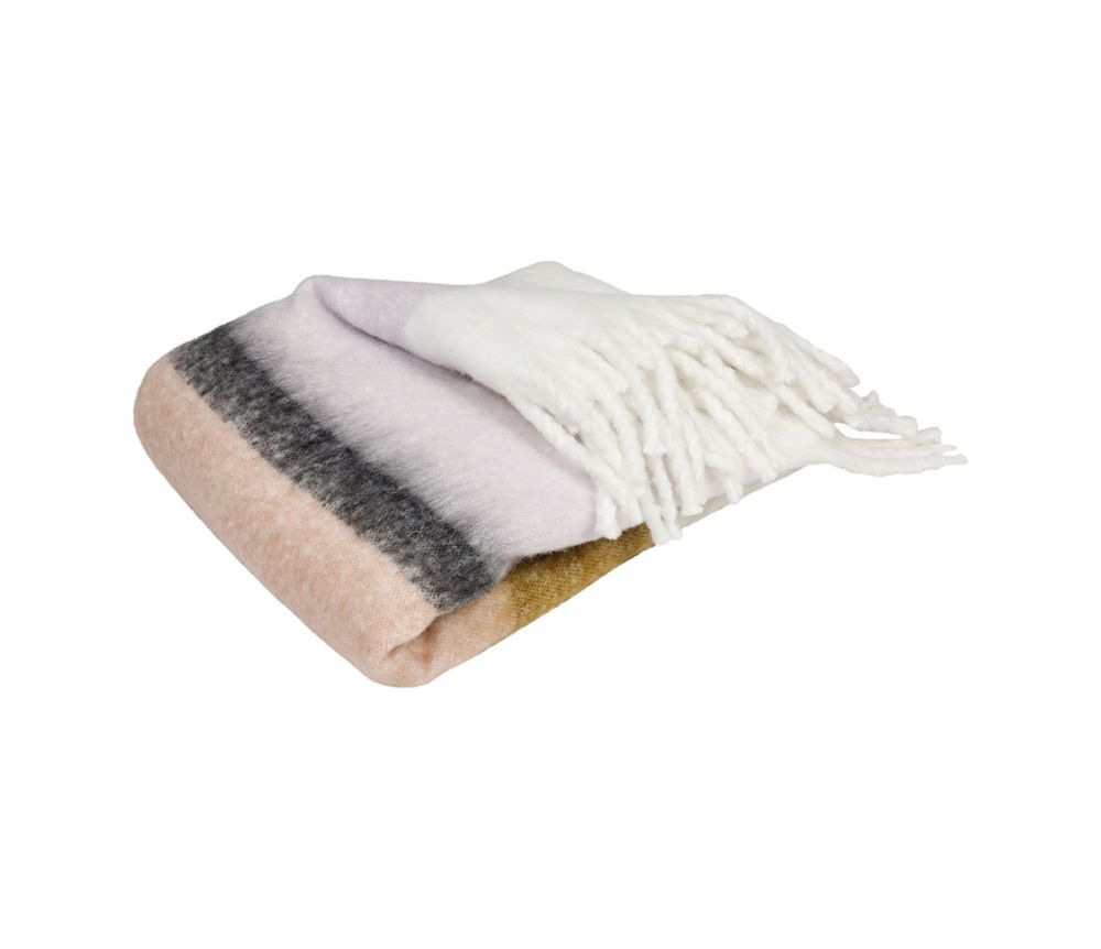 Decke Mohair gestreift hell