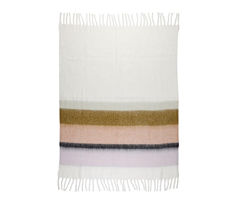 Decke Mohair gestreift hell